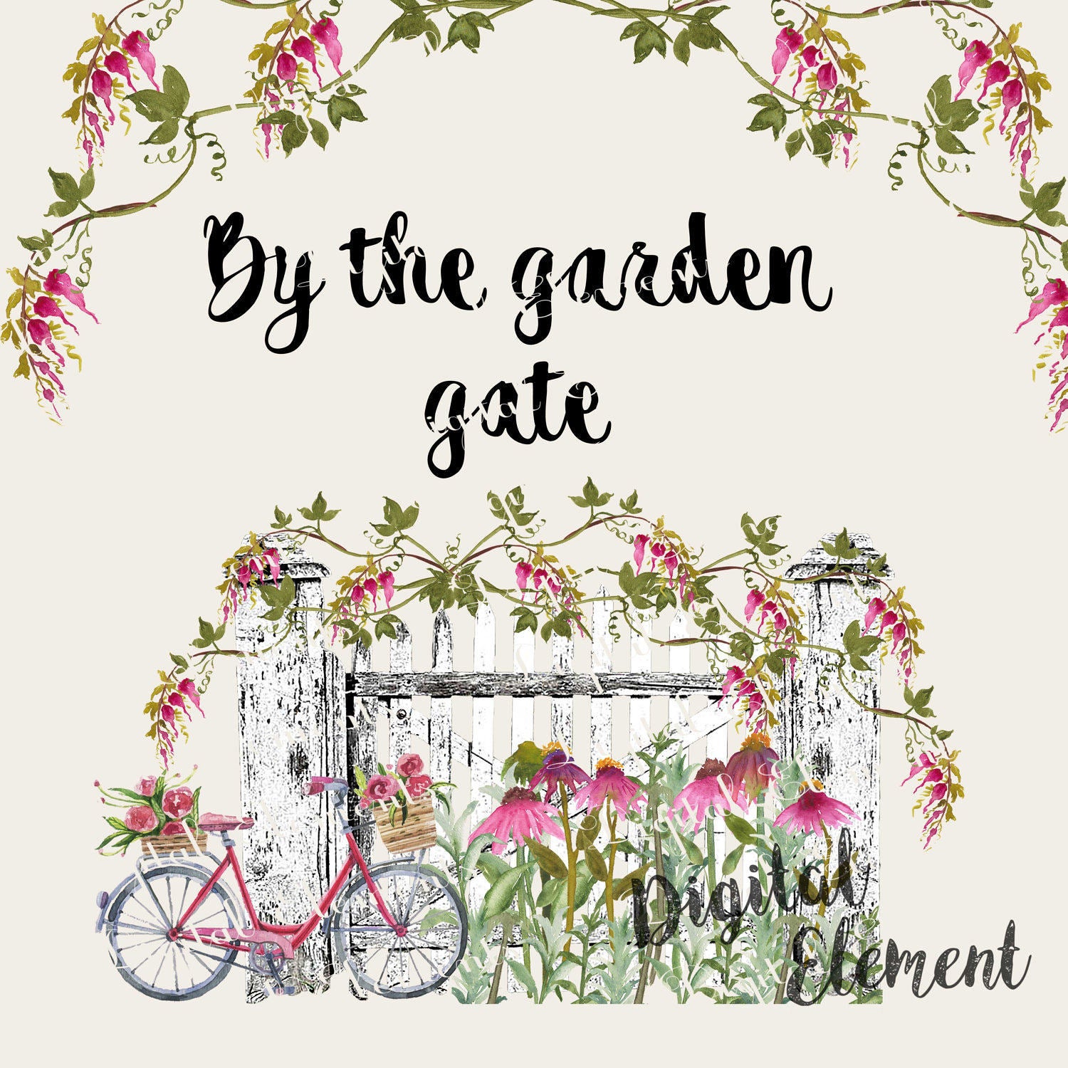 gate clipart spring garden