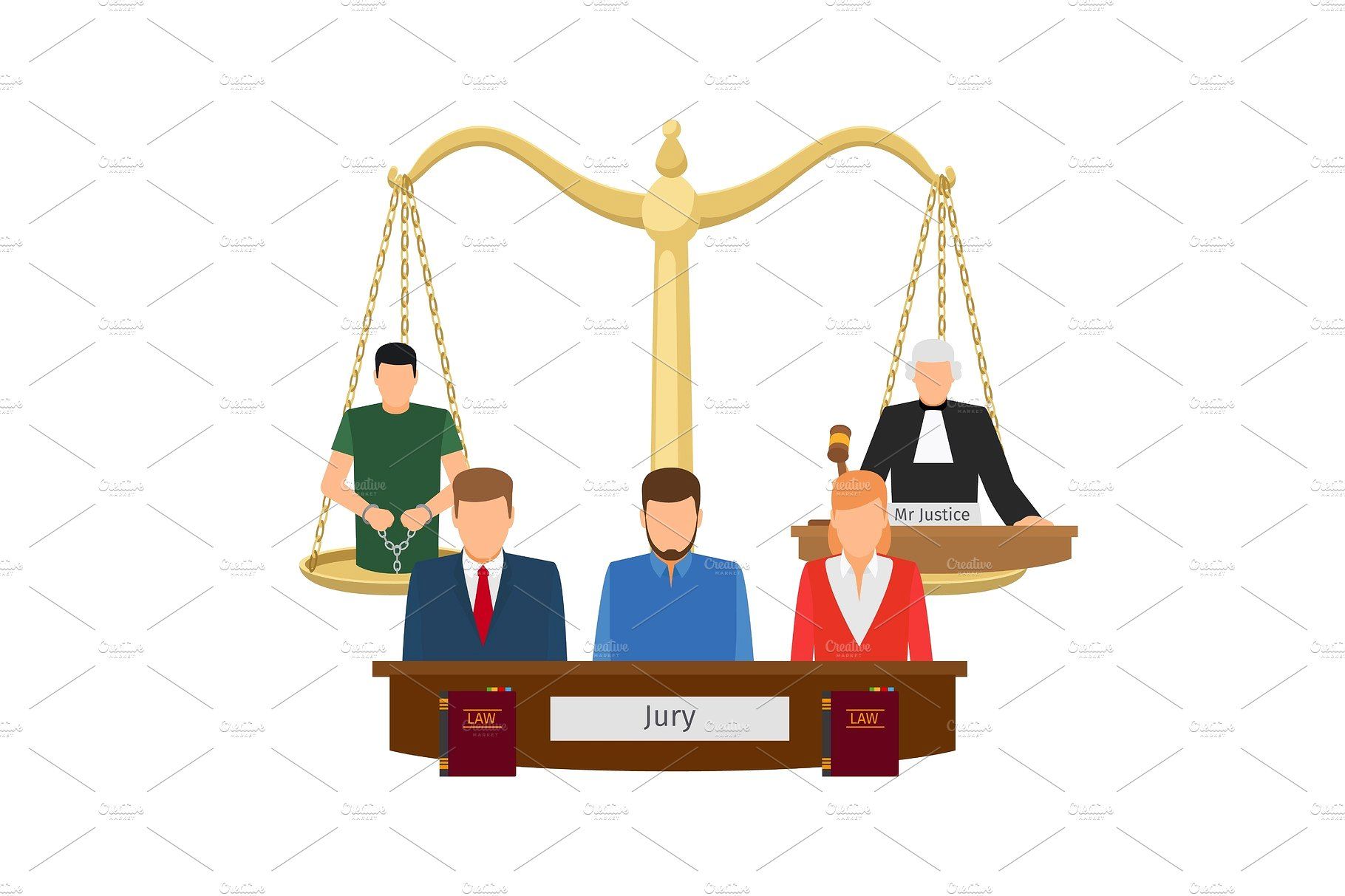 Concept with scales vector. Justice clipart court decision