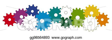 Gear clipart colored. Vector art gears for