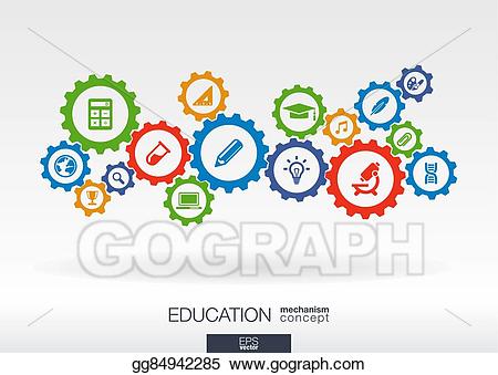 Gear clipart connected. Vector illustration education mechanism