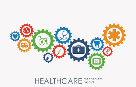 Gear clipart connected. Healthcare mechanism abstract background