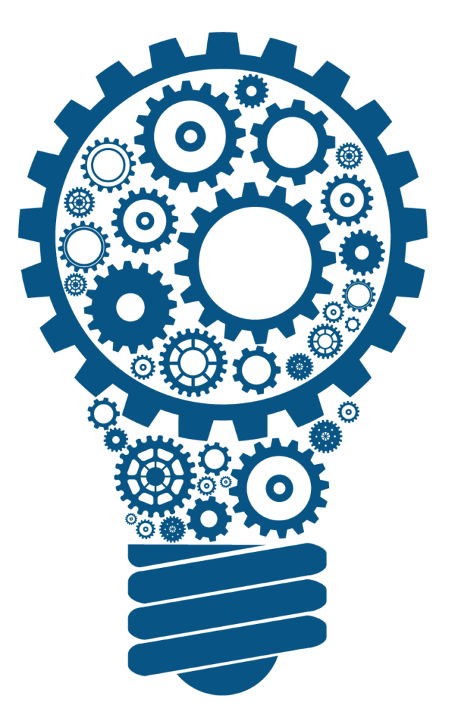 Light bulb gears blue. Gear clipart lightbulb