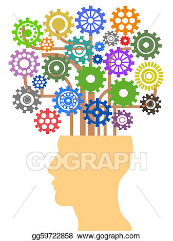Vector stock with gear. Gears clipart head