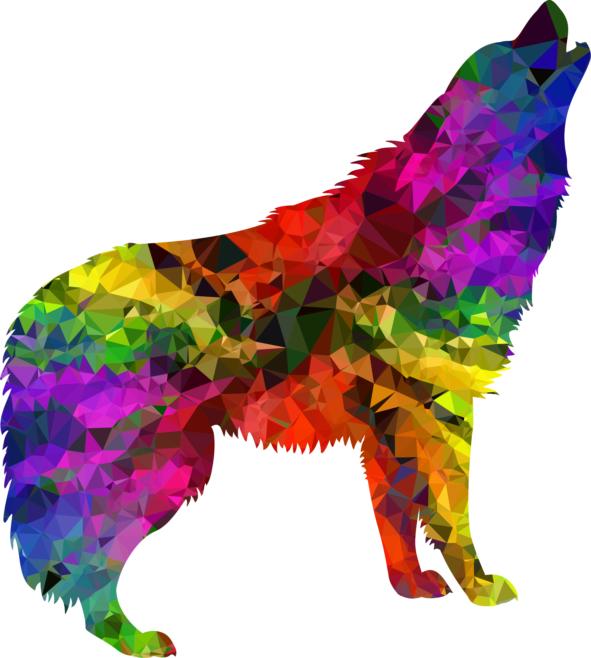 Multispectral gem howling wolf. Wolves clipart clip art