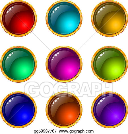 Vector art buttons with. Gem clipart round gem