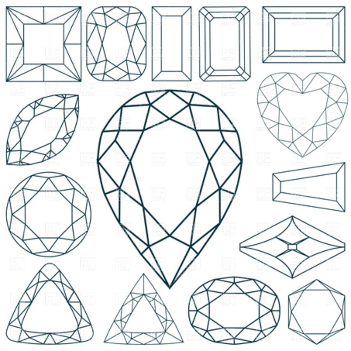 Gem clipart vector. Diamonds faceting image illustration