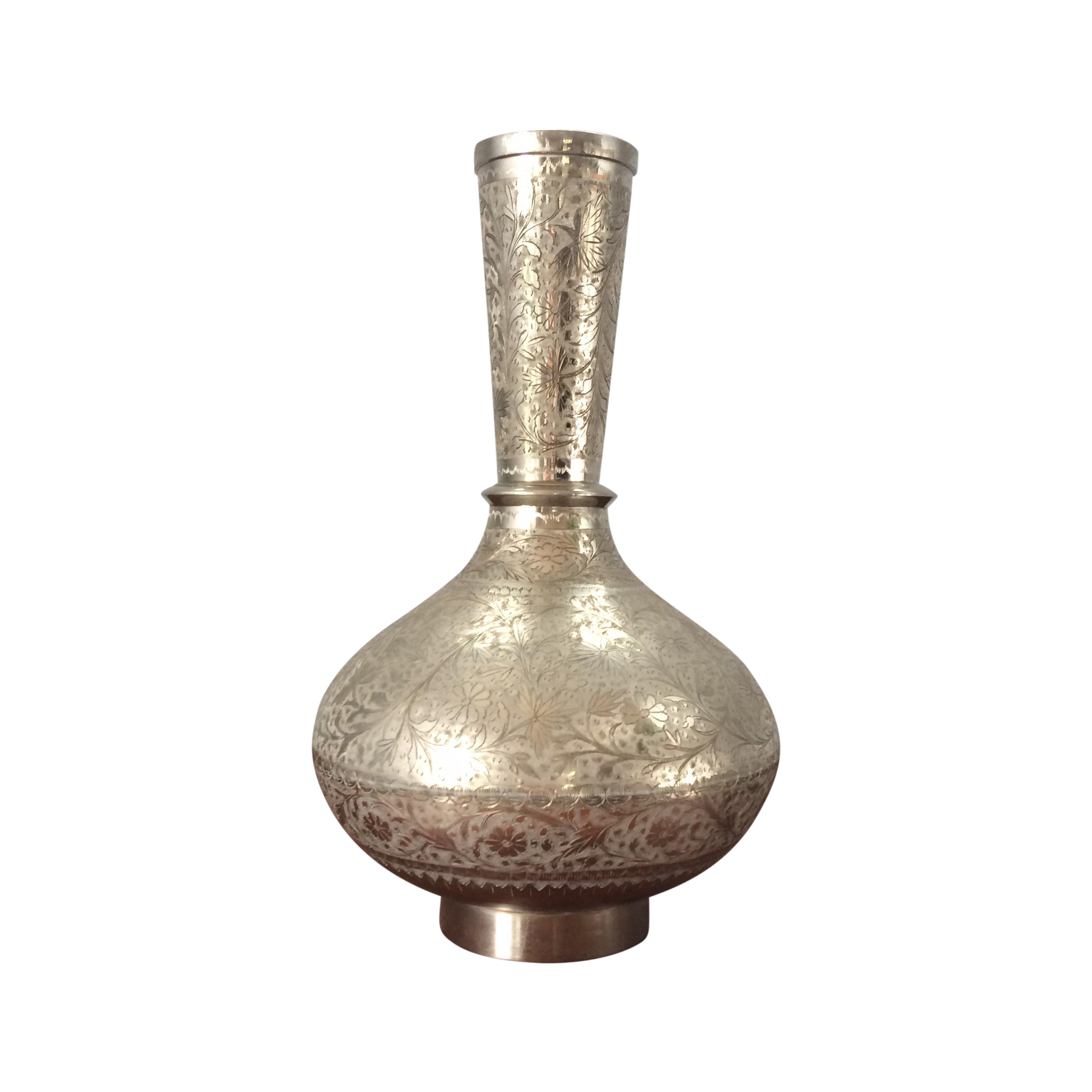 Genie bottle png. Vintage indian silver metal