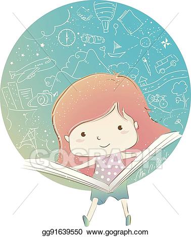 Geography clipart book. Vector kid girl doodles