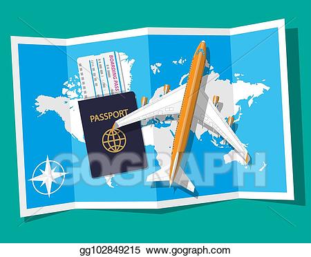 Geography clipart journey. Eps illustration passenger jet