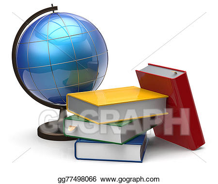 Stock illustration globe books. Geography clipart world literature