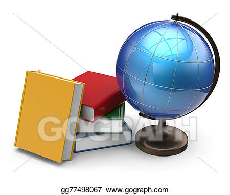 Stock illustration books globe. Geography clipart world literature
