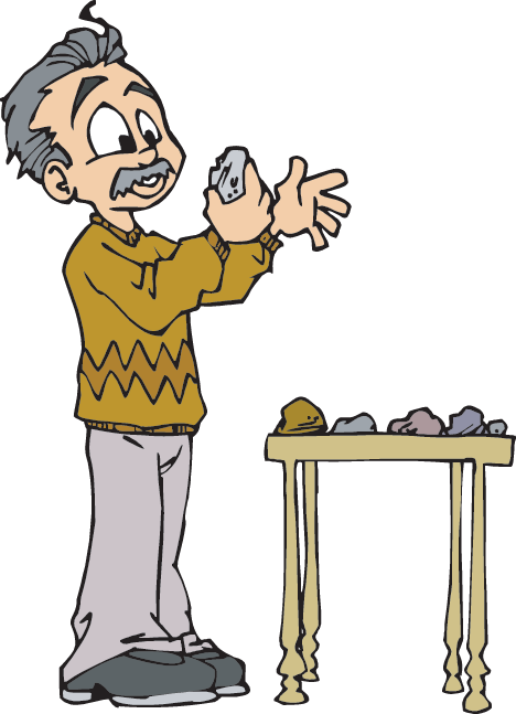 Rocks and minerals games. Geology clipart investigation student