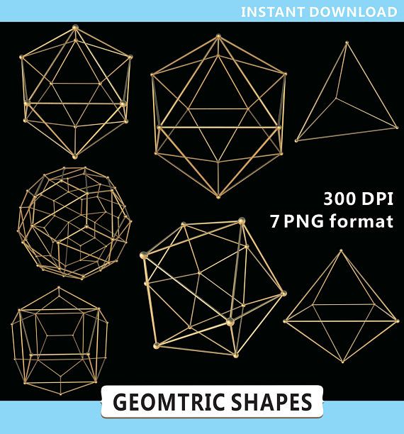 Shapes gold . Geometry clipart geometric design