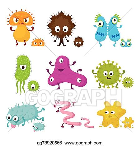 Vector art germ characters. Germs clipart cute little