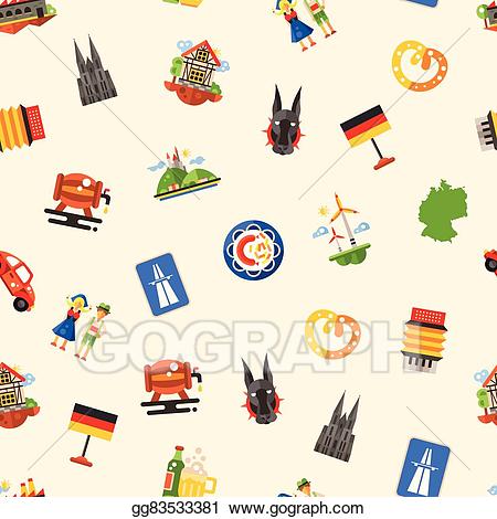 German clipart travel germany. Vector stock seamless pattern