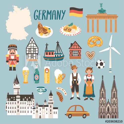 Vector icon set of. German clipart travel germany