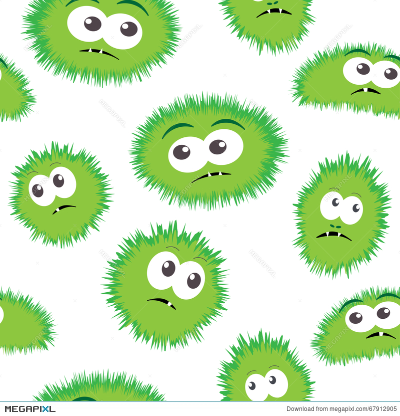 Seamless pattern bacteria with. Germs clipart face