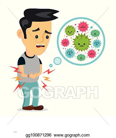 Germs clipart food bacteria. Vector stock young sick