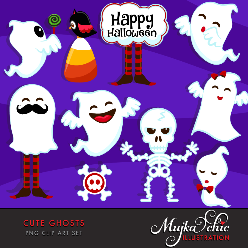 Ghost clipart printable. Halloween cute ghosts 