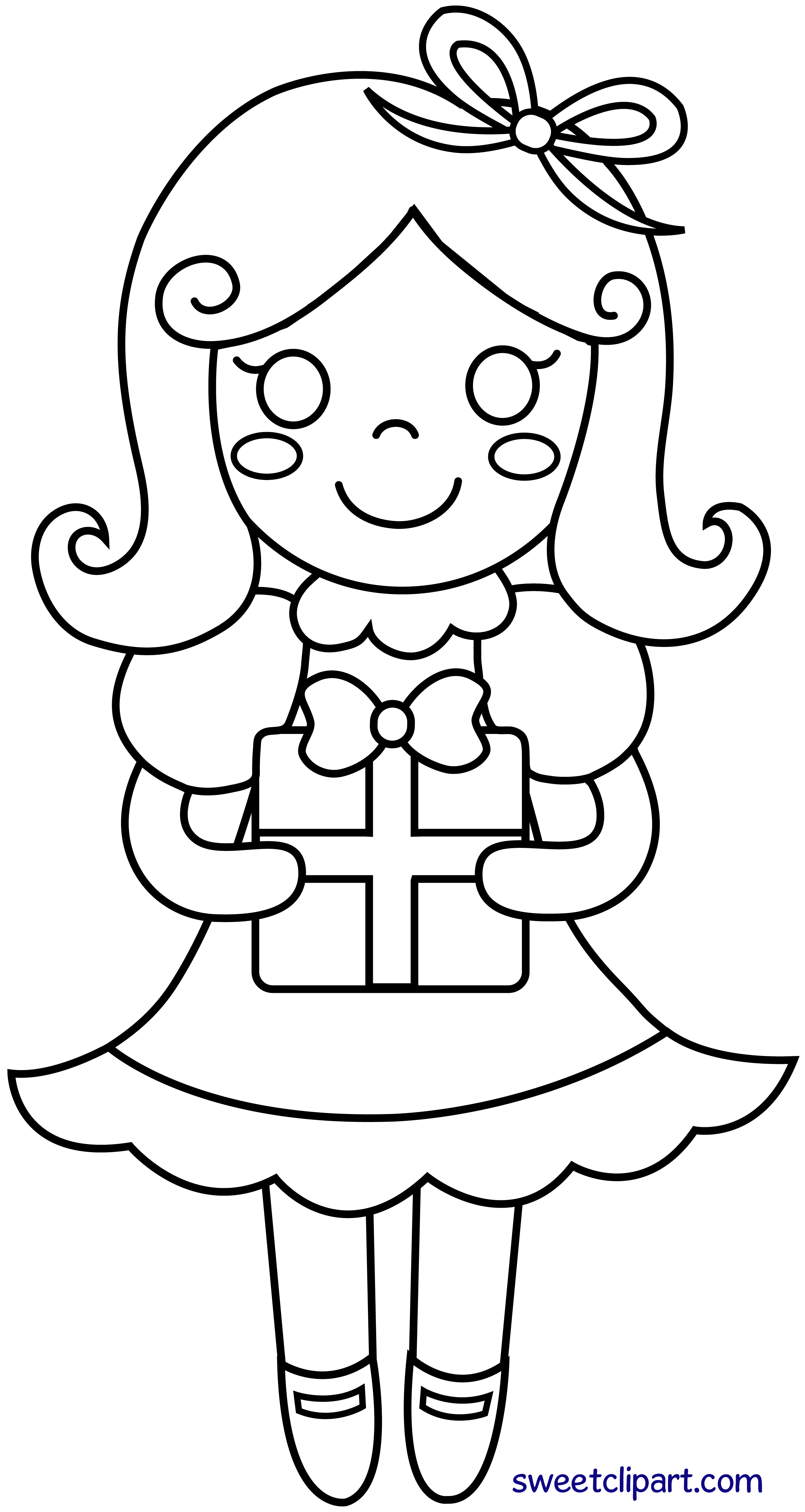 gift clipart coloring page