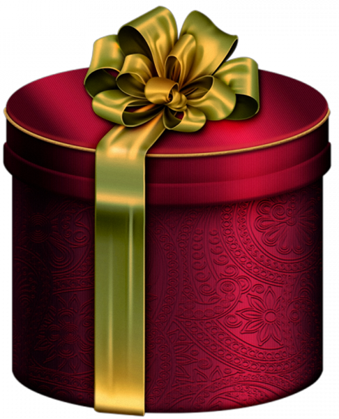 Red present box with. Gift clipart round