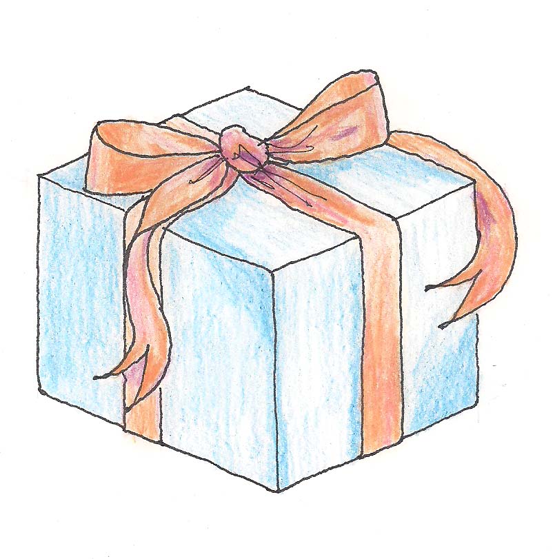 Download box drawings drawing. Gift clipart sketch