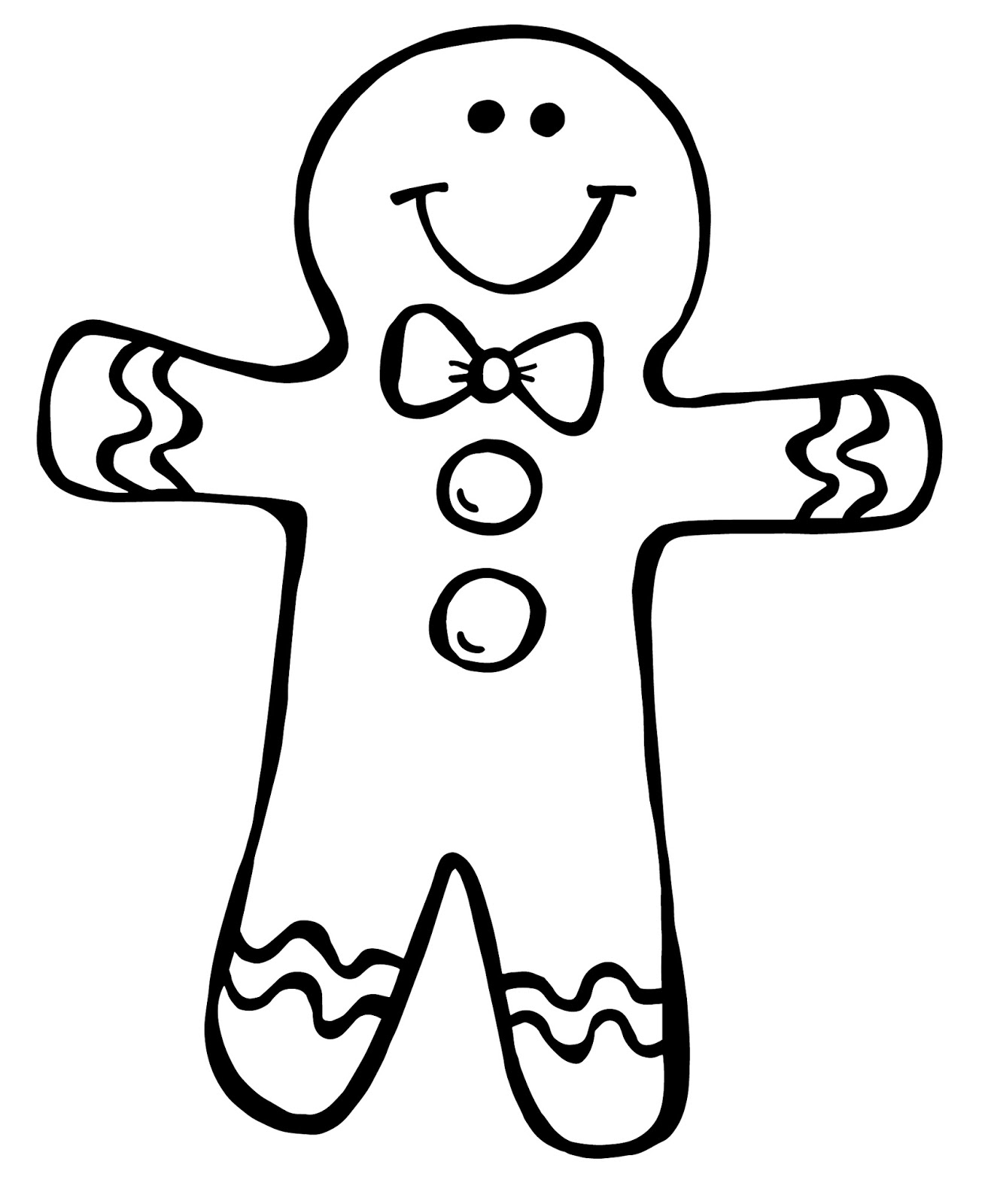 gingerbread clipart black and white