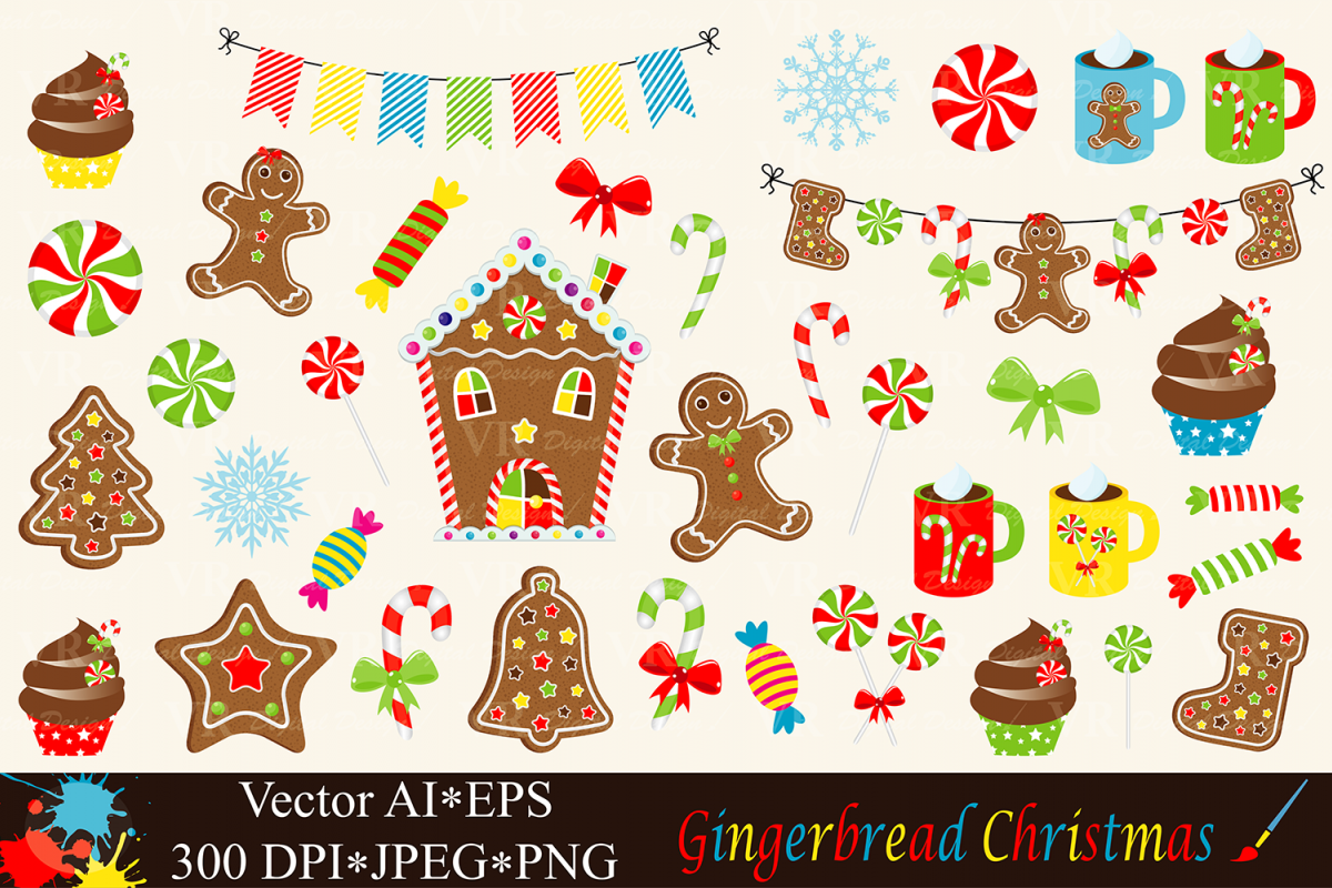 Gingerbread clipart vector. Christmas 
