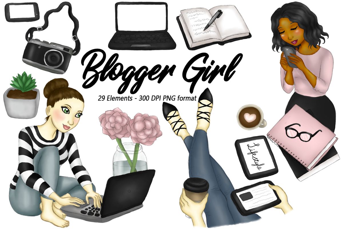 Girls clipart boss. Blogger girl fashion illustrations
