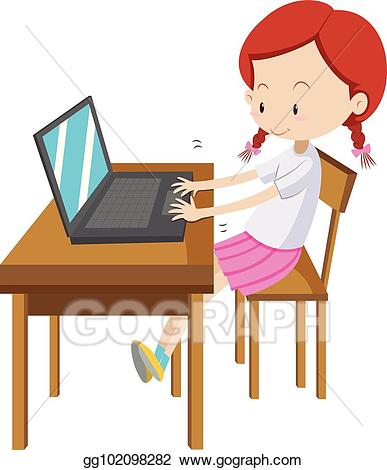 girl clipart computer