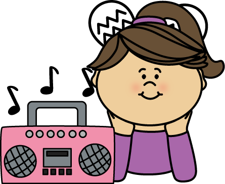 Girl clipart music. Listening to images gallery