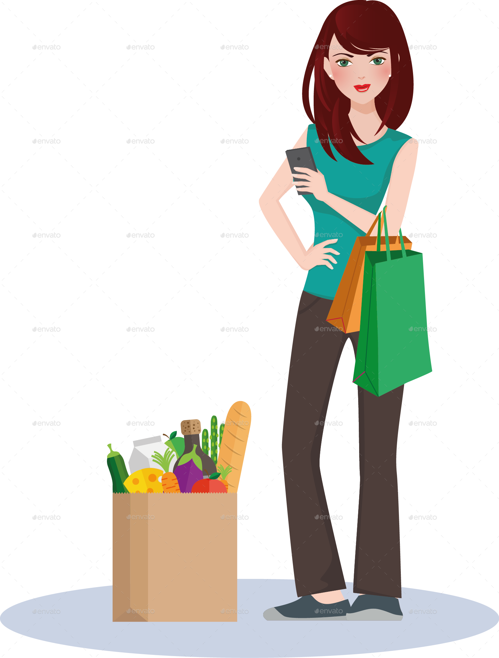 Mom clipart shopping. Girl by nael graphicriver