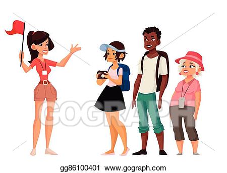 Girl clipart tour guide. Vector art vacation with