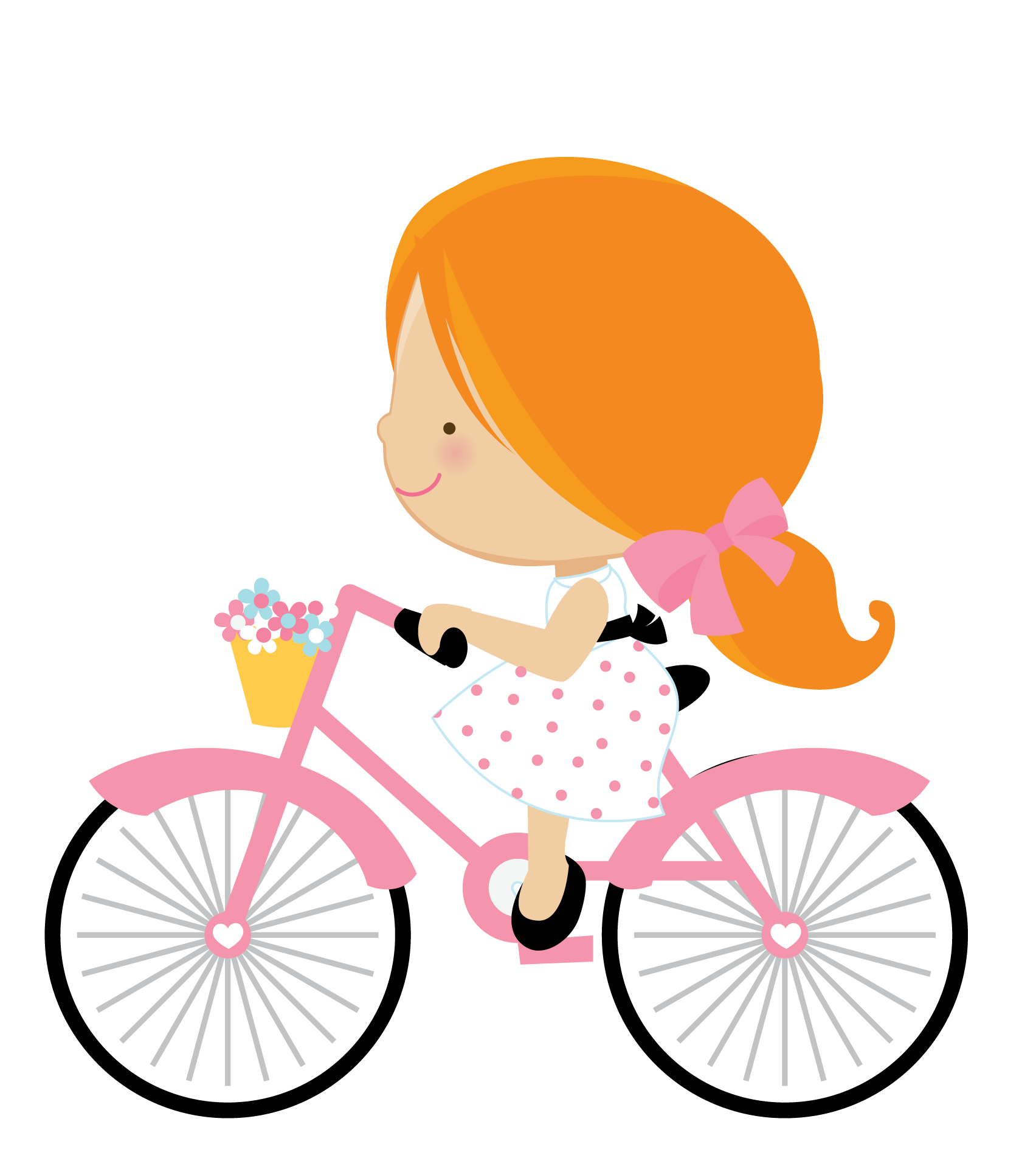girls clipart bicycle