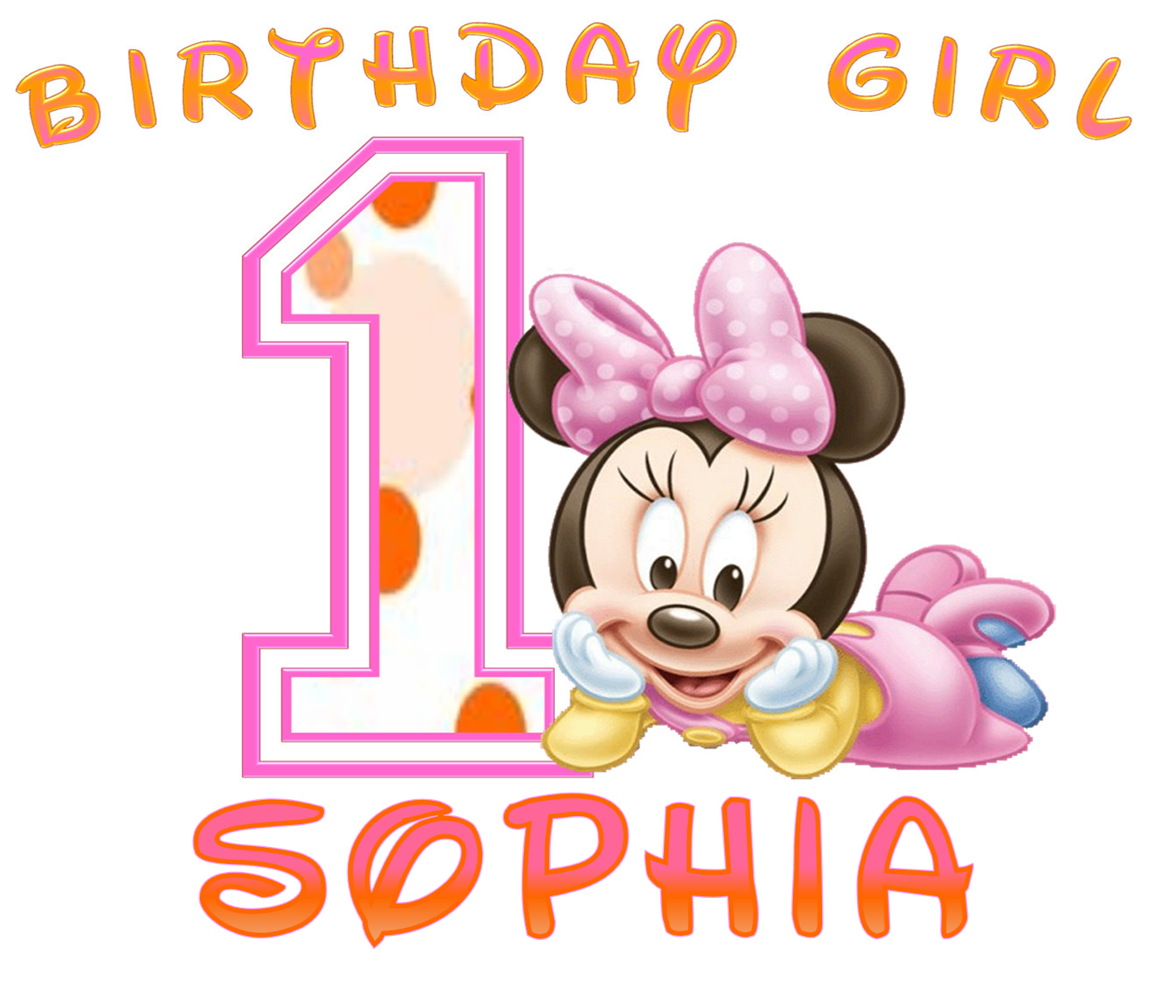 Minnie mouse first shirt. Girls clipart birthday