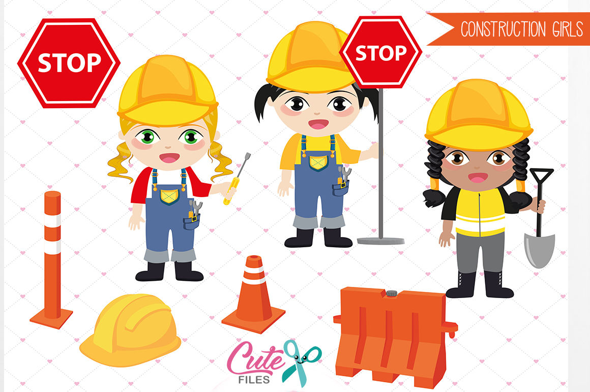 Girls clipart construction. Girl 