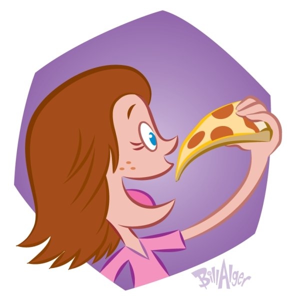 girls clipart pizza
