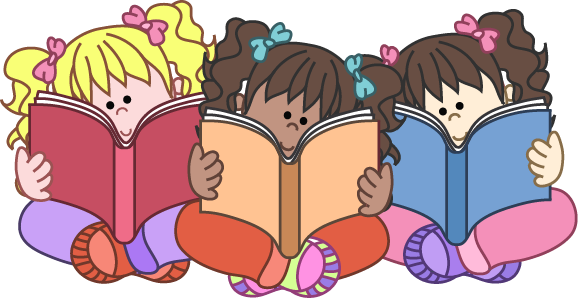 girls clipart reading
