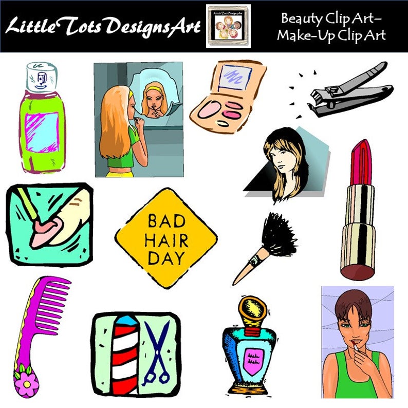 Beauty makeup fashion invite. Girly clipart clip art