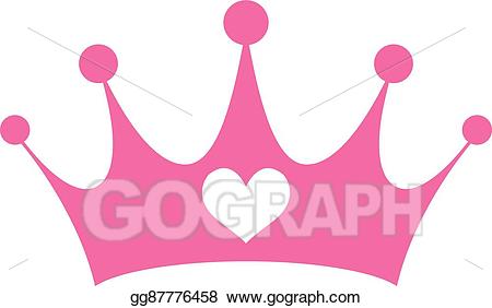Vector art pink princess. Girly clipart crown