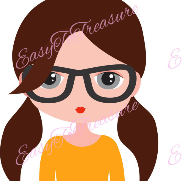 Girl with free download. Glasses clipart woman