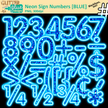 Neon sign numbers clip. Glitter clipart blue glitter