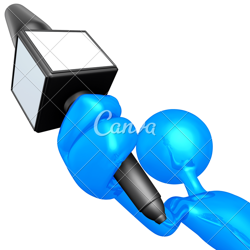 Blue cartoon man with. Glitter clipart microphone