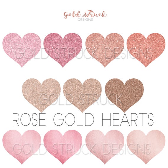 glitter clipart rose gold heart