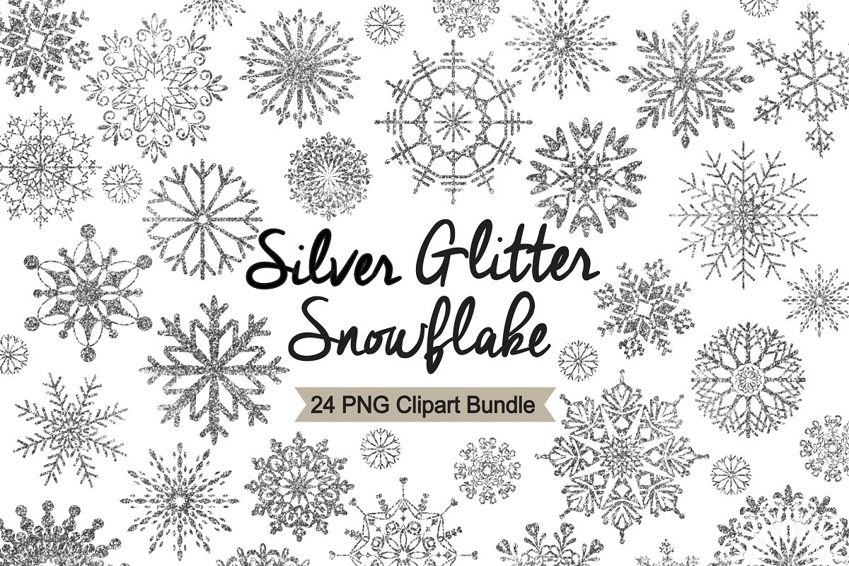 Silver glitter . Snowflake clipart sparkle