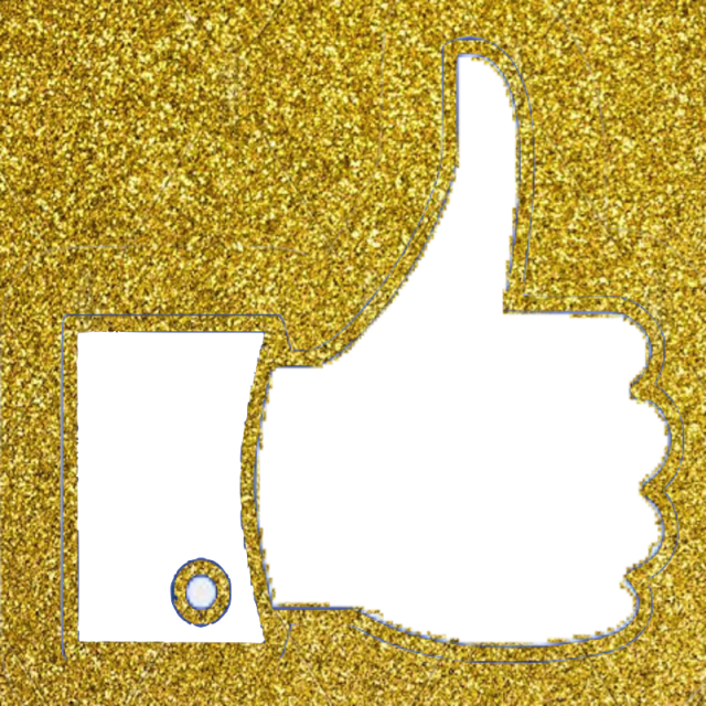 Facebook thumb like gold. Glitter clipart vector