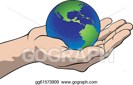 Vector stock hand with. Globe clipart hands holding