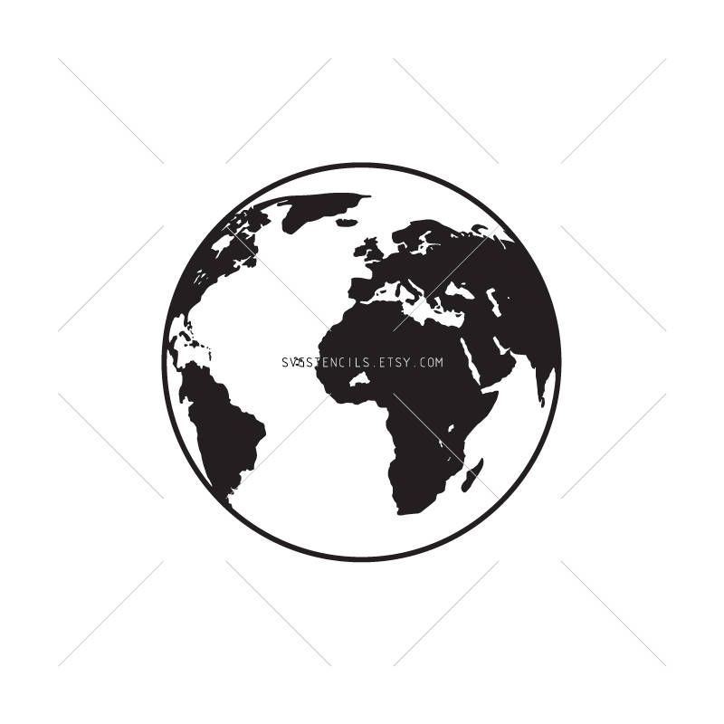 Globe clipart stencil. Svg earth view silhouette