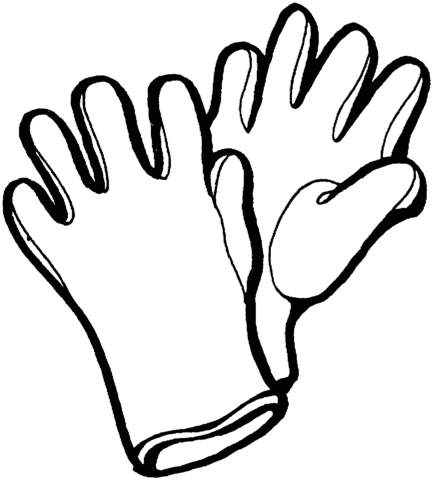 gloves clipart coloring page