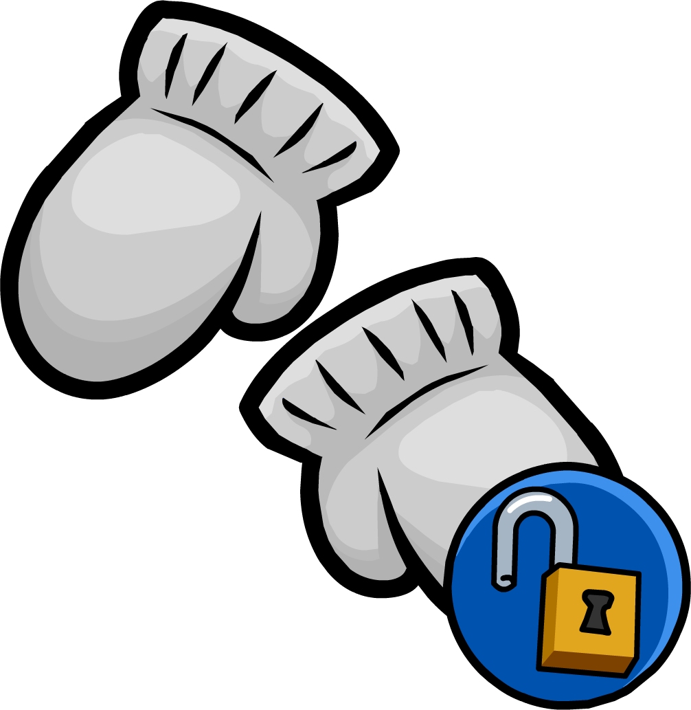 Grey mittens club penguin. Glove clipart mittons